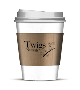 Branded paper cup with lid and sleeve